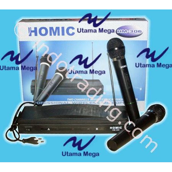 HOMIC HM306 Microphone Wireless Dengan 2 Mic Pegang