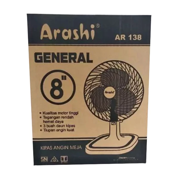 Arashi AR138 General Kipas Angin Meja 8 Inch Hemat Daya Angin&Kencang