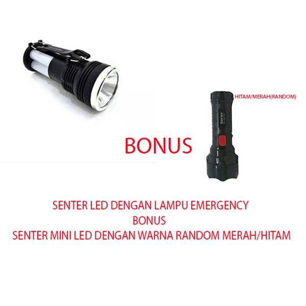 Senter LED Dengan Lampu Emergency Bonus Senter LED Mini