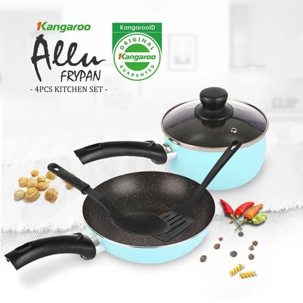 Kangaroo KG 676 Allu Cookware Cookware Set 4pcs Fry Pan Sauce Pan Spatula Spoon-Other Kitchen Tools