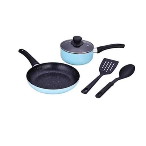 Kangaroo KG 676 Allu Cookware Alat Masak Set 4pcs Fry Pan Sauce Pan Spatula Spoon-Alat Dapur Lainnya