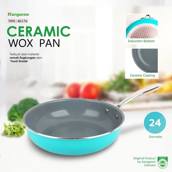 Kangaroo KG176 Wok & Fry Pan 24cm Pans With Non Sticky Ceramic Coating