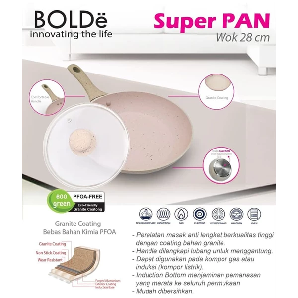 Bolde Super Pan Wok Wok 28cm Pan Non Sticky Granite Pans