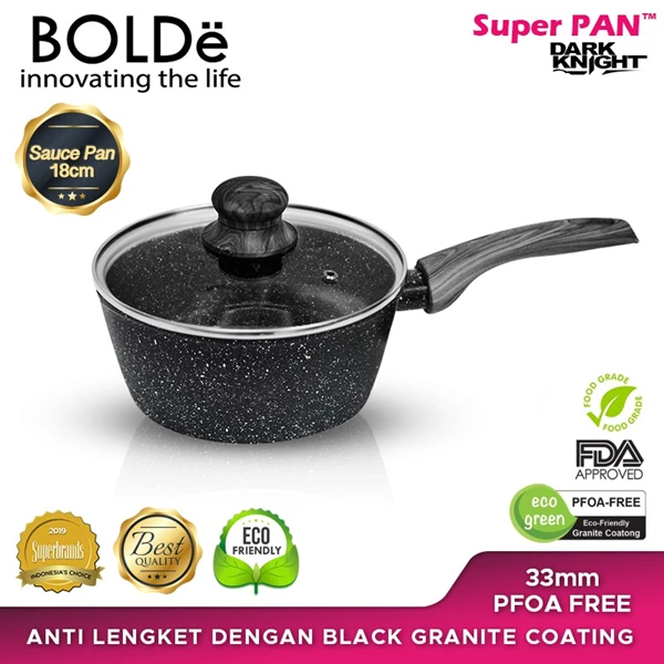 Bolde Super Sauce Pan 18CM Black Granite - Bisa Buat Kompor Induksi Panci Saus