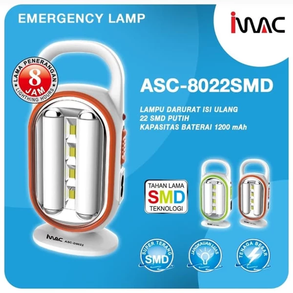 Imac ASC-D8022SMD Lampu Emergency Isi Ulang Dengan 22 SMD Super Terang
