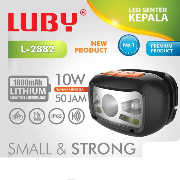 New Luby L-2882 Senter Kepala LED Dengan Baterai Lithium Tahan 50 Jam