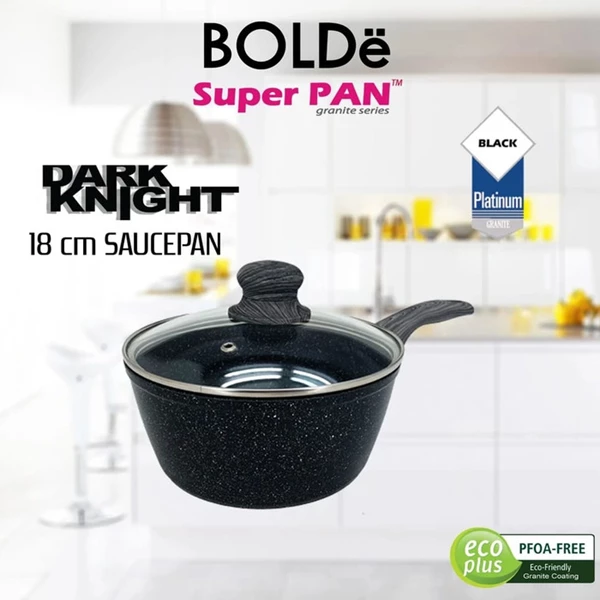 Bolde Sauce Pan Panci Sauce 18cm Black With Non-stick Granite And Induction Pad