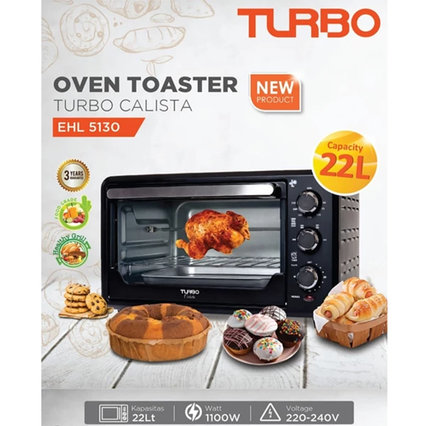 Turbo EHL 5130 Oven Toaster Pemanggang Elektrik Kapasitas 22 Liter