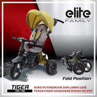 Elite Family Tiger Baby Walker Sepeda Anak Roda 3 Dengan Musik Lampu Dan Kanopi